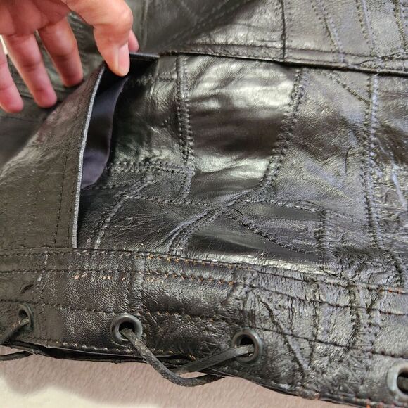 Genuine Leather Motorcycle Vest For Men Size Medium Black Buffallow Leather A3 - Picture 4 of 12